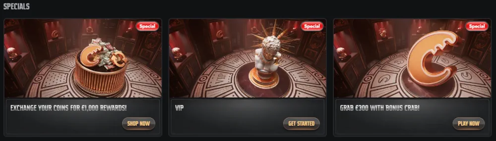 Gransino különleges szekció VIP státusszal és Bónusz Rák jutalmakkal.